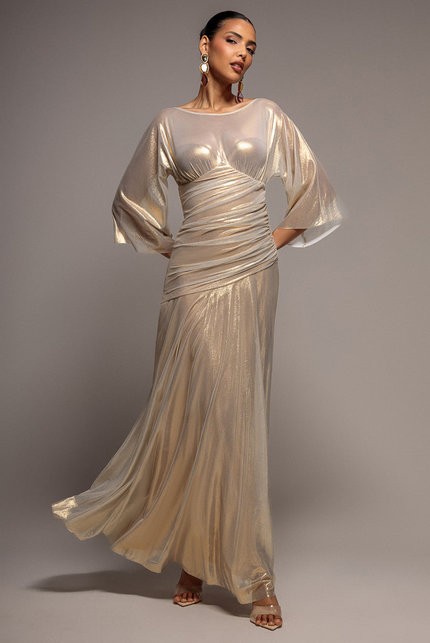 Gravity Defying Naked Maxi Dress - Gold DR5051