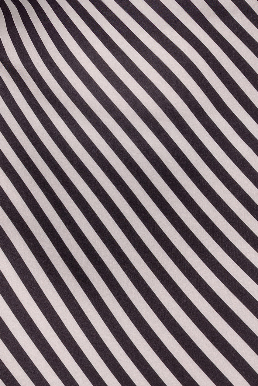 Stripe Off Shoulder Bow Back Satin Bow Mini Dress - Black White DR5053