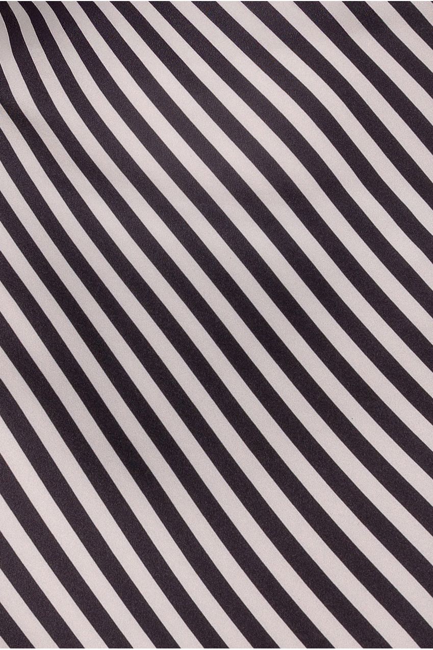 Stripe Off Shoulder Bow Back Satin Bow Mini Dress - Black White DR5053