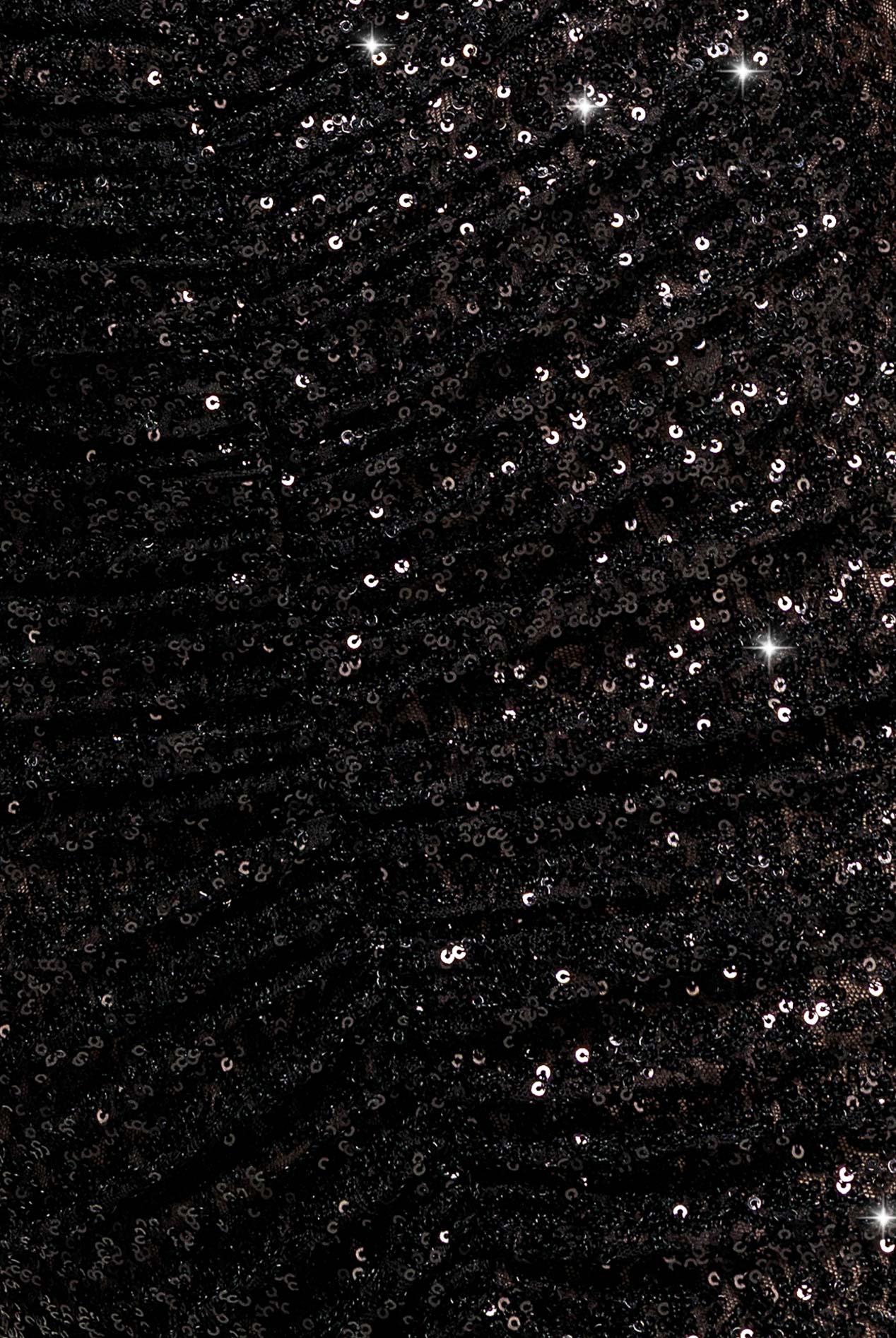 Front Gathered Sequin Wing Maxi Dress - Black DR5054