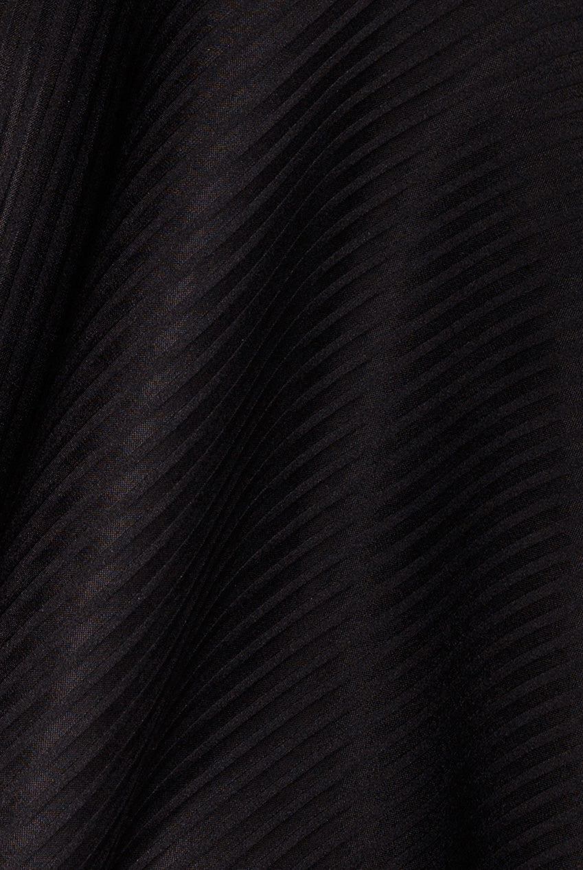 Cap Sleeve Textured Skater Asymmetric Midi Dress - Black DR5076