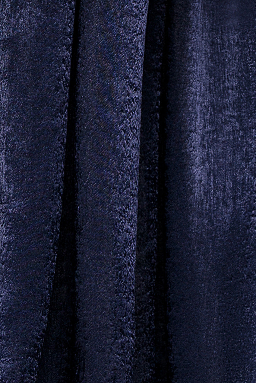 Off Shoulder Velvet Satin Wings Cape Maxi Dress - Navy Blue DR5079