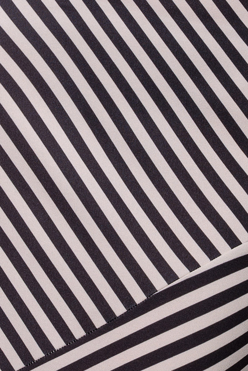 Stripe Off Shoulder Bow Back Satin Bow Maxi Dress - Black White DR5080