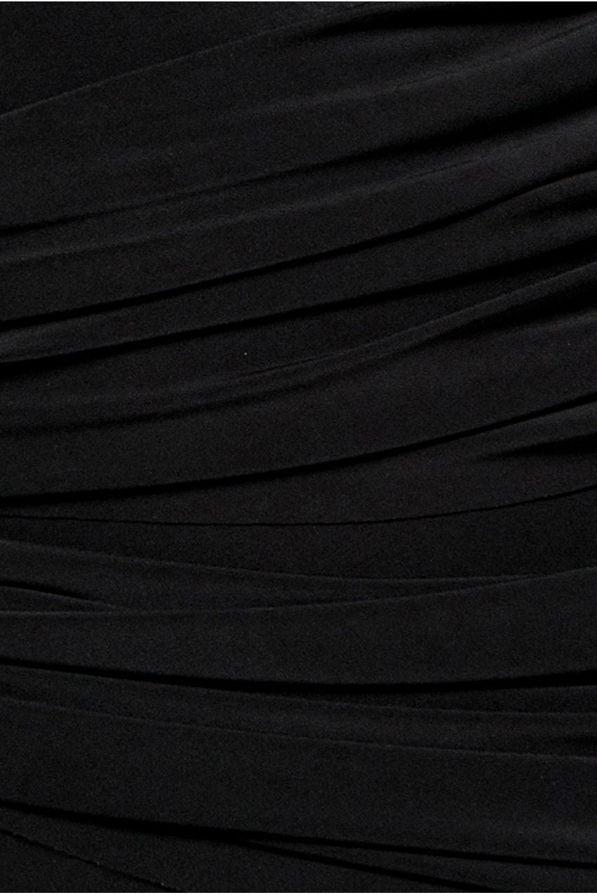 Off Shoulder Gathered Panel Soft Touch Maxi Dress - Black DR5087
