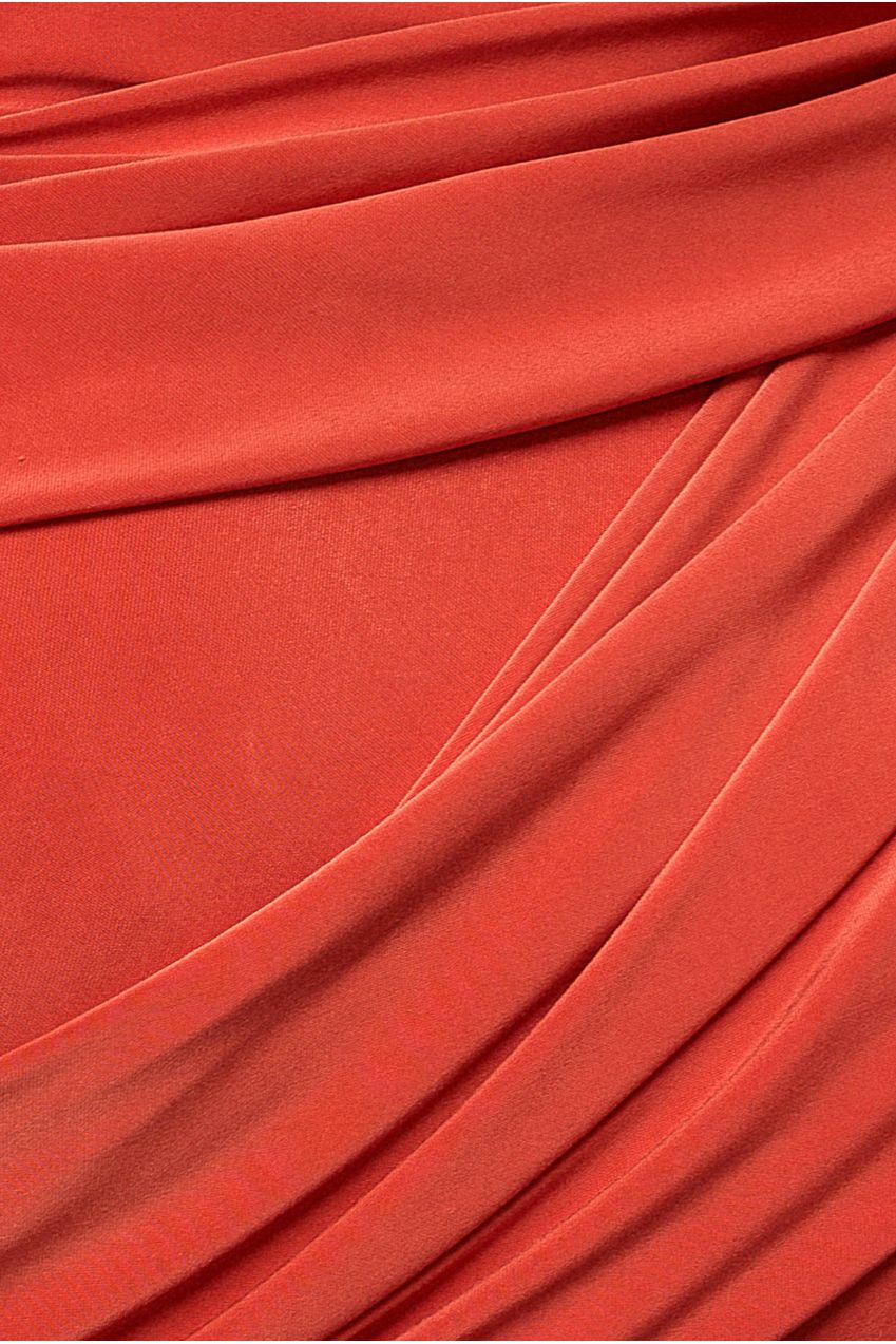 Off Shoulder Gathered Panel Soft Touch Maxi Dress - Burnt Orange DR5087
