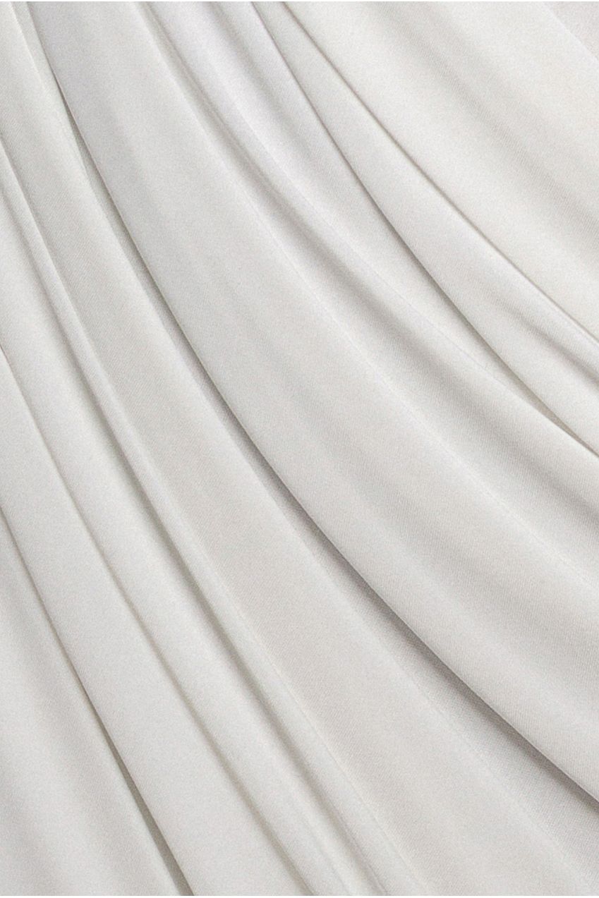 Off Shoulder Gathered Panel Soft Touch Maxi Dress - White DR5087