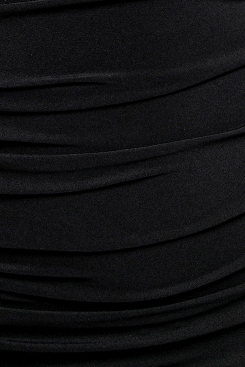 One Shoulder Asymmetric Twist Maxi Dress - Black DR5089