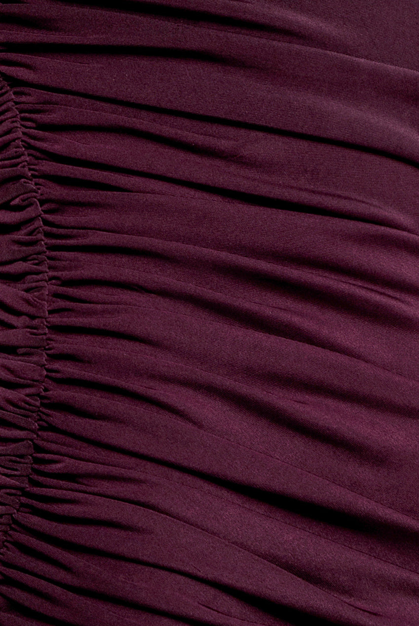 One Shoulder Asymmetric Twist Maxi Dress - Burgundy DR5089