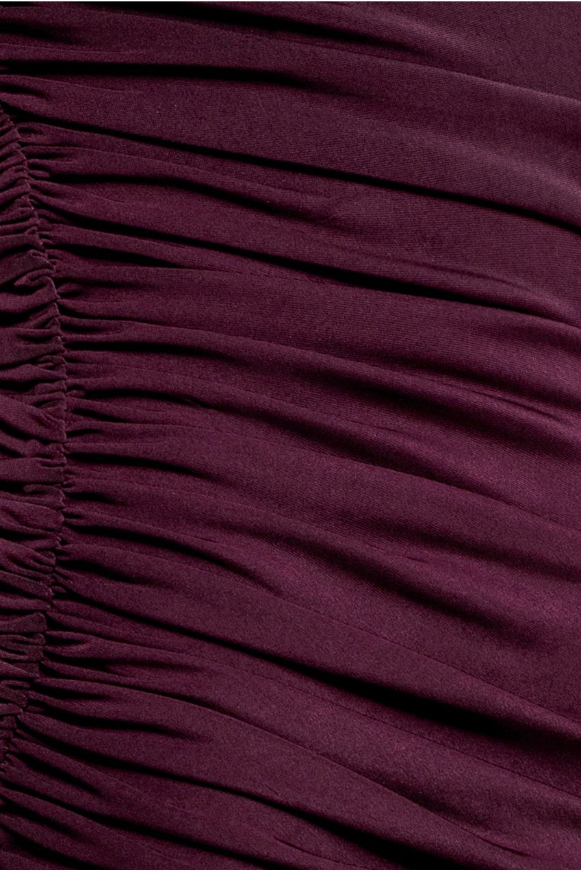 One Shoulder Asymmetric Twist Maxi Dress - Burgundy DR5089