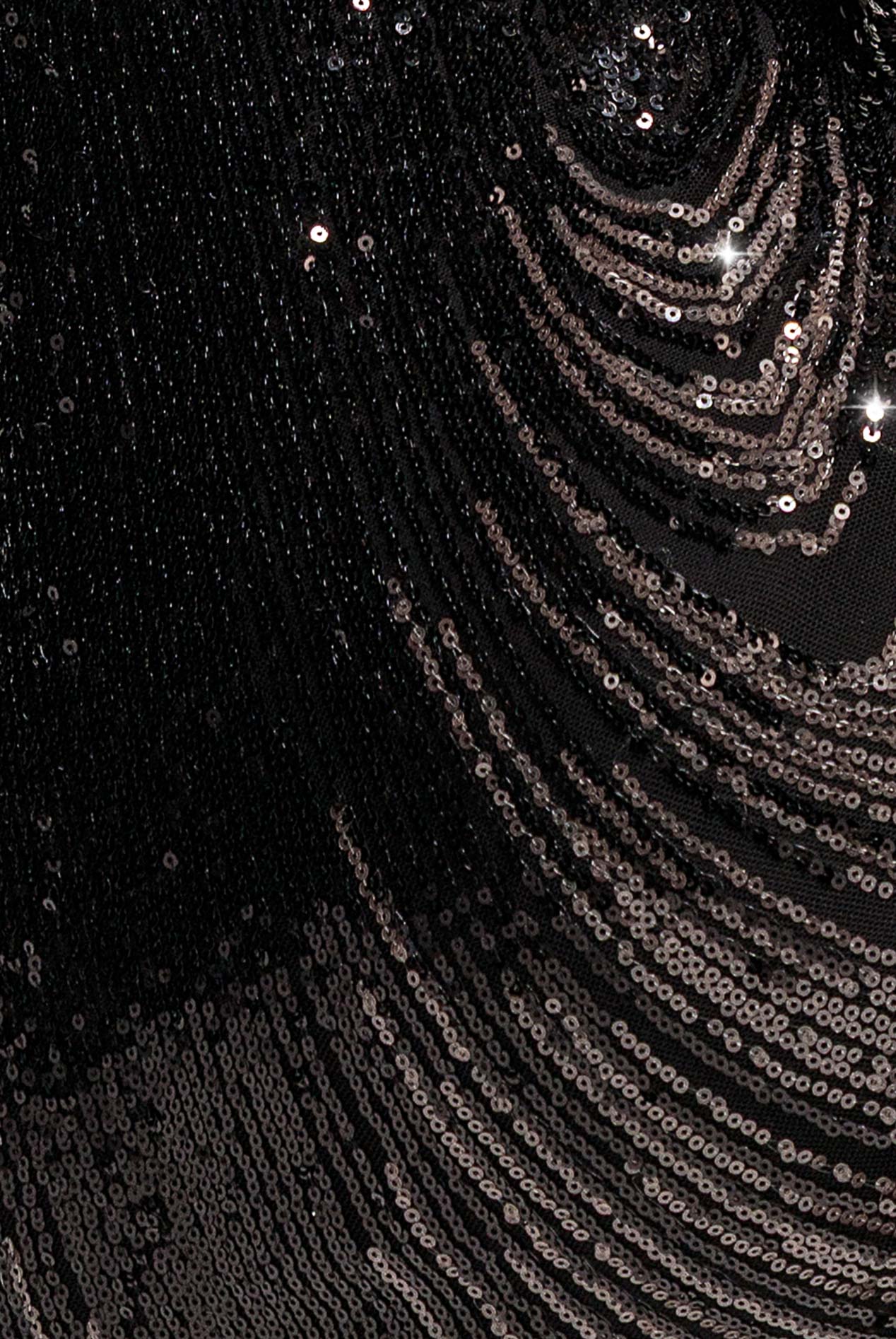 Ombre Sequin Mosaic Halter Neck Maxi Dress - Black DR5110