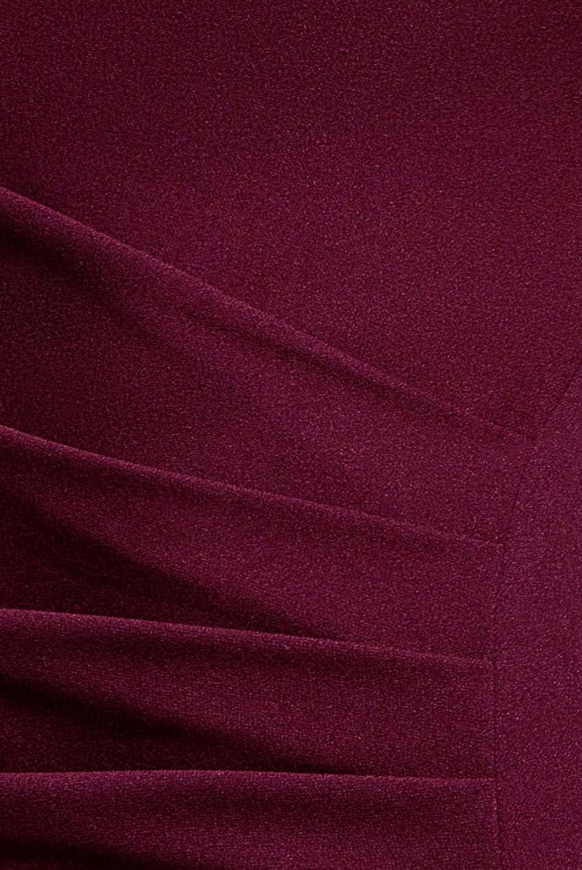 Cap Sleeve Pleated Asymmetric Maxi Dress - Plum DR5115