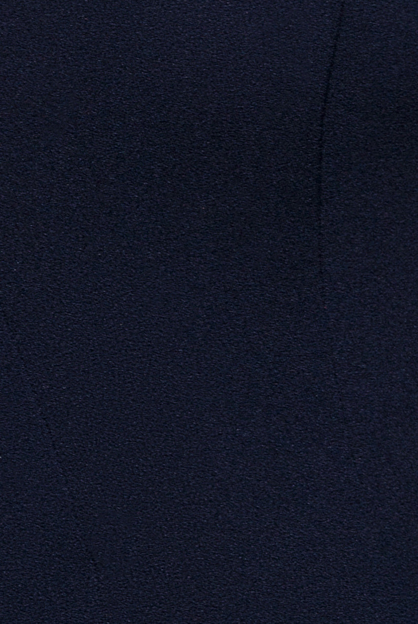 Capped Sleeve V Neck Pleated Fit & Flare Maxi Dress - Navy Blue DR5117