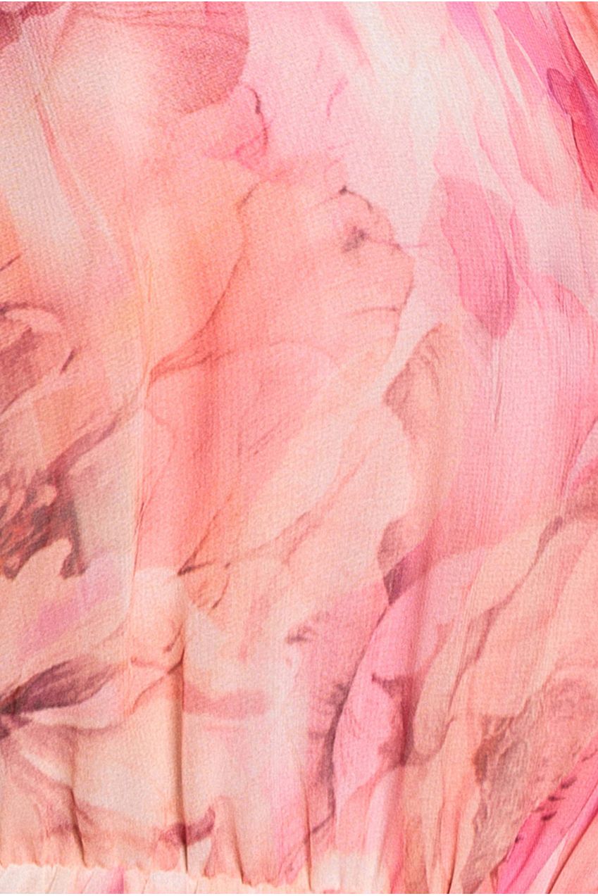 Floral Print Wrap A Line Midi Dress - Blush Pink DR5131