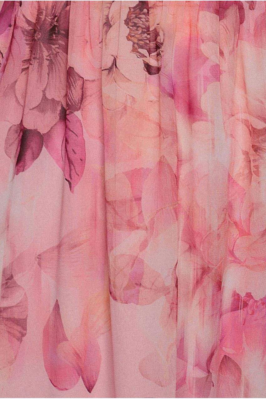 Floral Print Shirred Back A Line Maxi Dress - Blush Pink DR5132