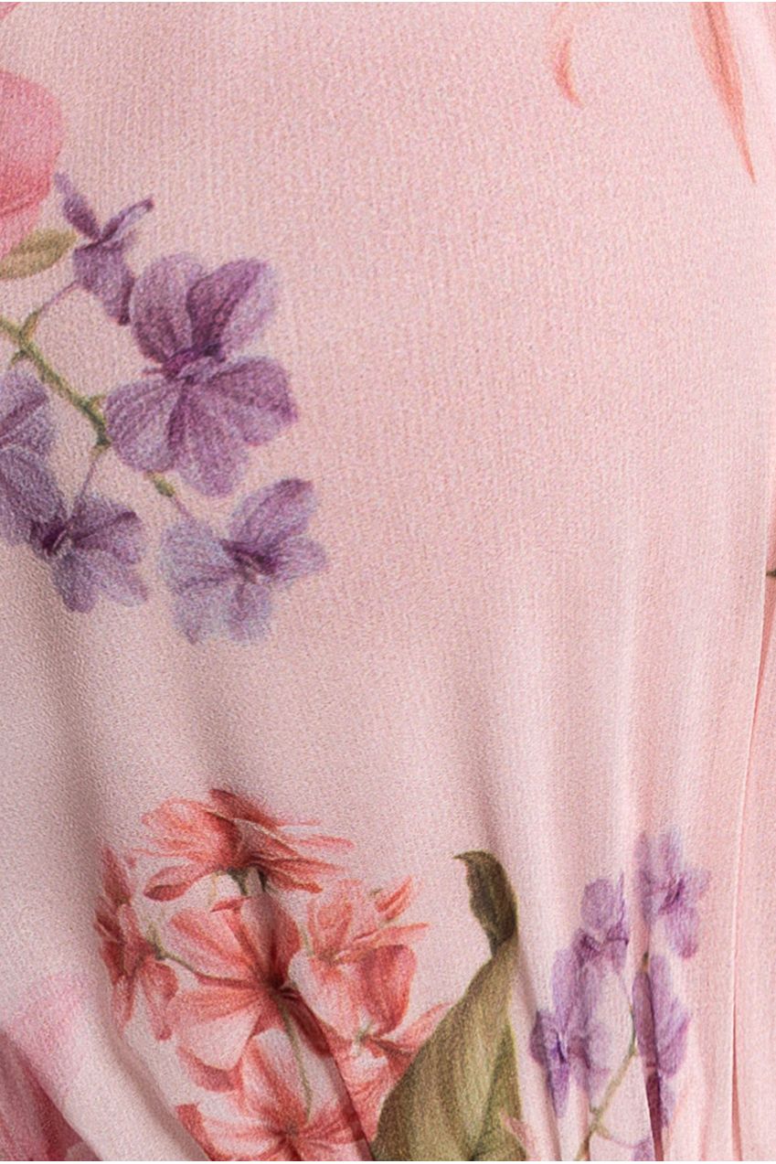 Flutter Sleeve Chiffon Midaxi Wrap Dress - Blush Pink DR5140