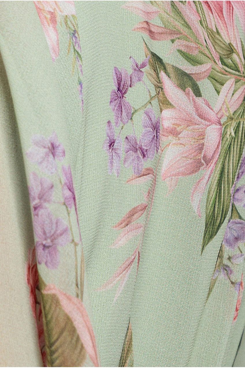 Flutter Sleeve Chiffon Midaxi Wrap Dress - Sage Green DR5140