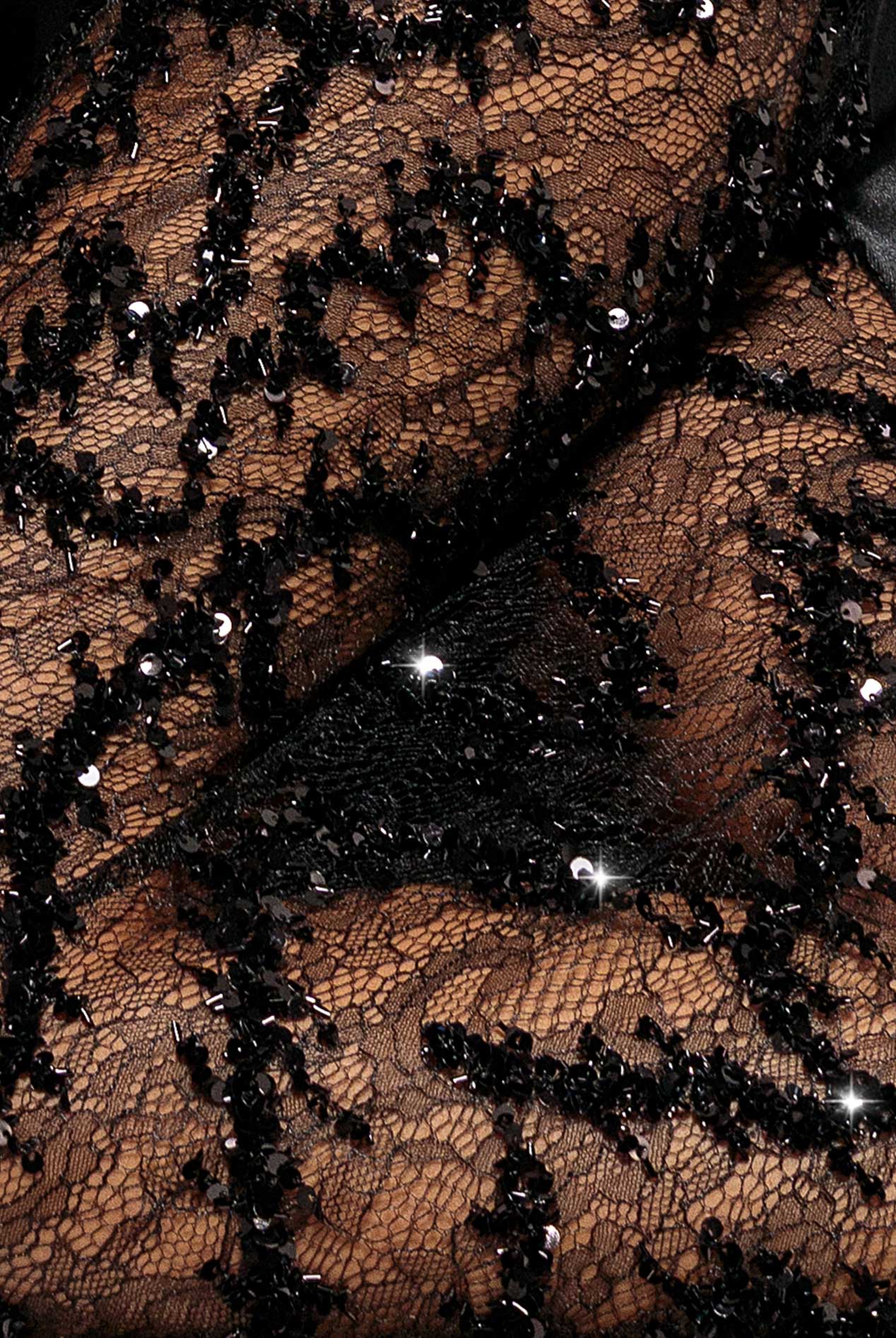 Lace Inserted Asymmetric One Shoulder Satin Maxi Dress - Black DR5152