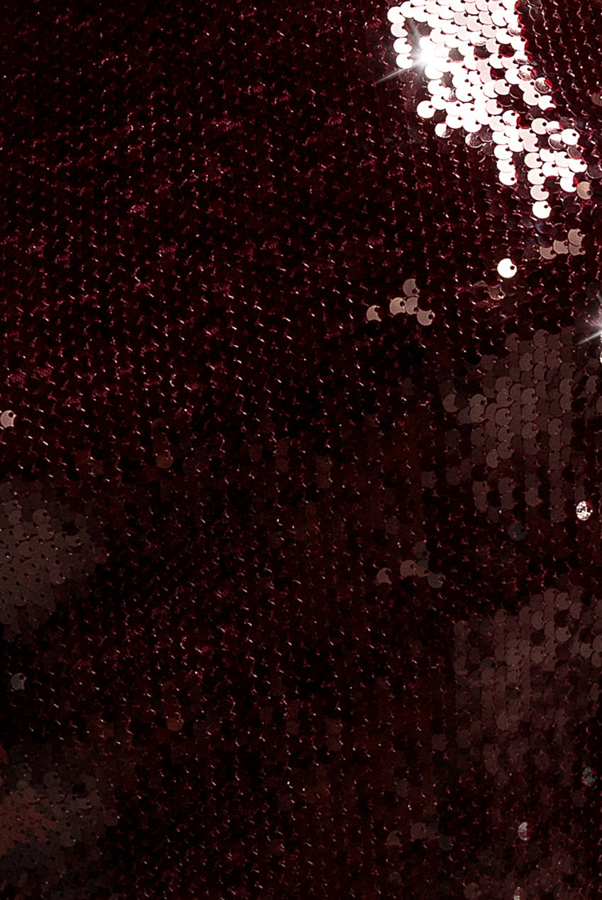 Sequin Open Back Halter Neck Maxi Dress - Burgundy DR5237