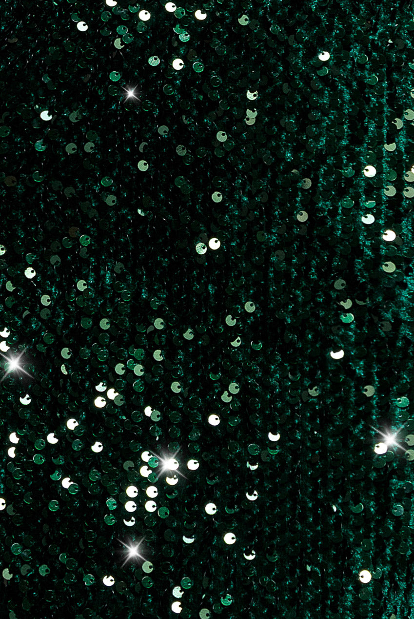 Sequin & Velvet Off The Shoulder Wrap Maxi Dress - Emerald Green DR5256