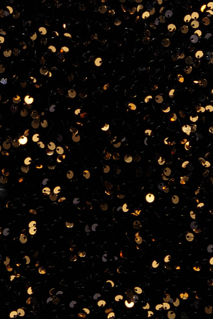 Sequin & Velvet V Neck Cross Back Maxi Dress - Gold DR5257