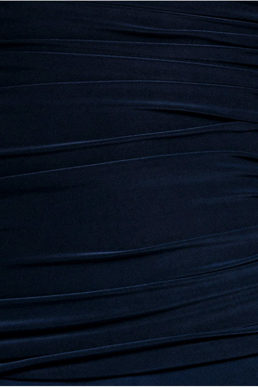 Halter Neck Empire Waist Gathered Maxi Dress - Navy Blue DR5259