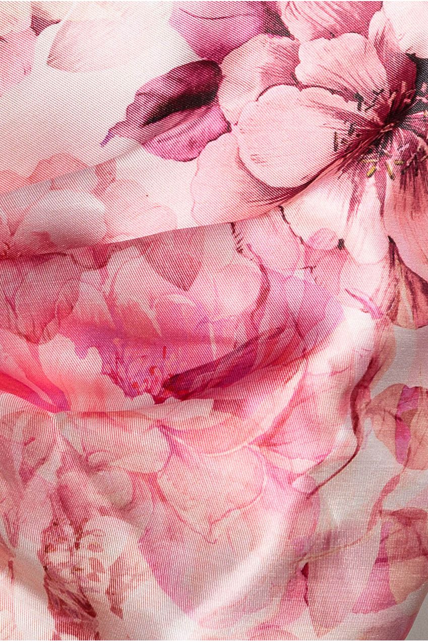 Printed Off Shoulder Satin Bow Back Maxi Dress - Blush Pink DR5282