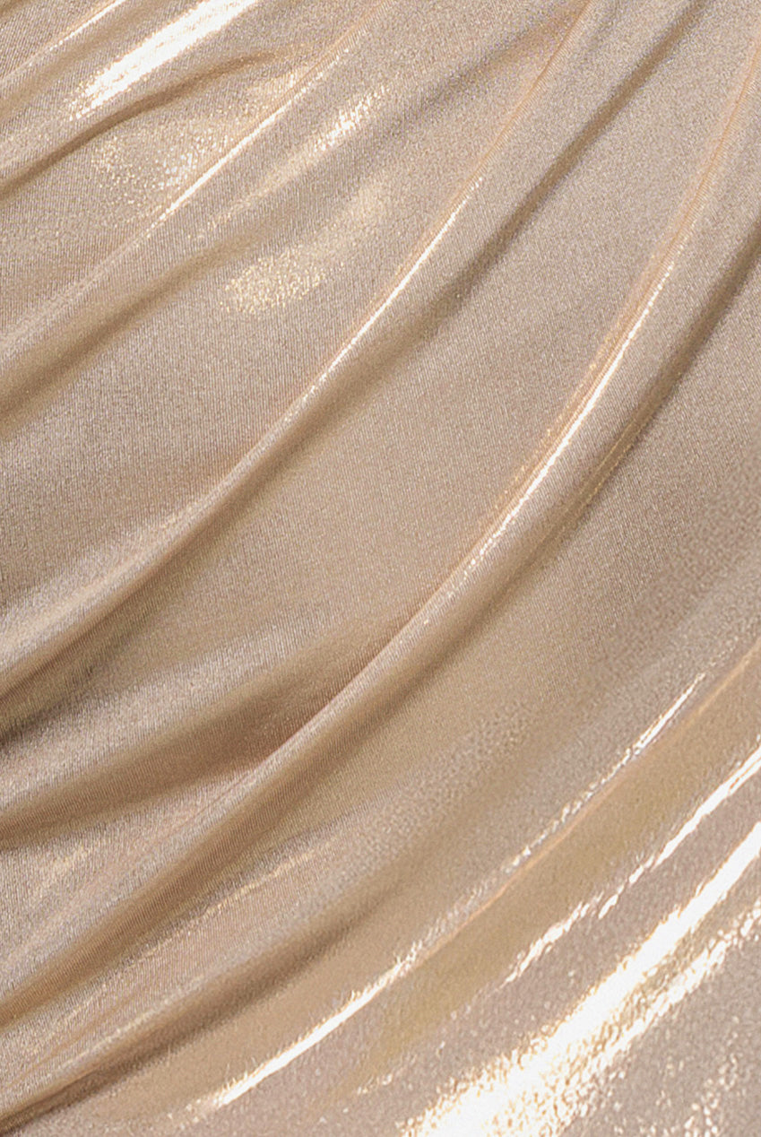 Cowl Neck One Shoulder Foil Maxi Dress - Gold DR5352