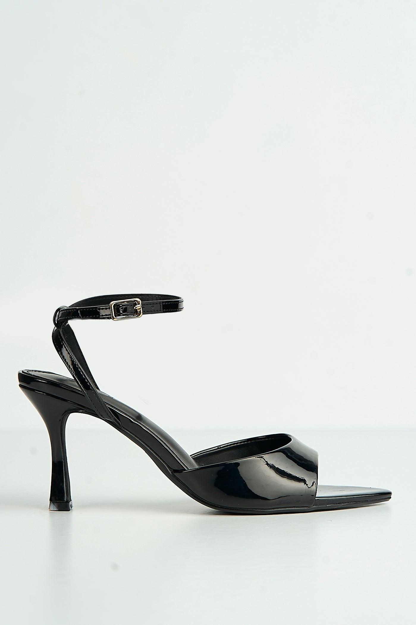 Marisol Pointed Toe Peeptoe Anklestrap Heeled Sandals In Black LE129-17-BLK