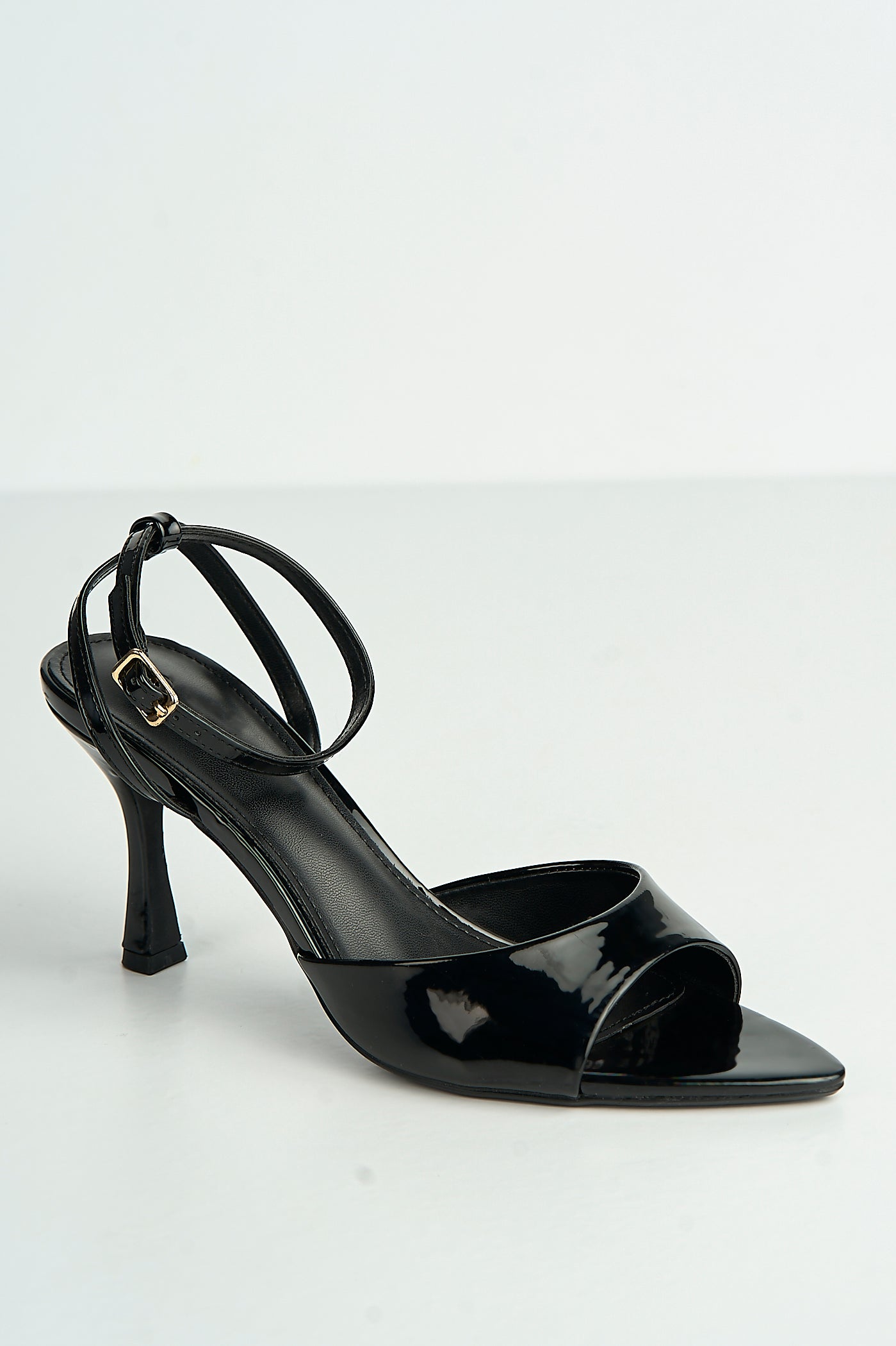 Marisol Pointed Toe Peeptoe Anklestrap Heeled Sandals In Black LE129-17-BLK