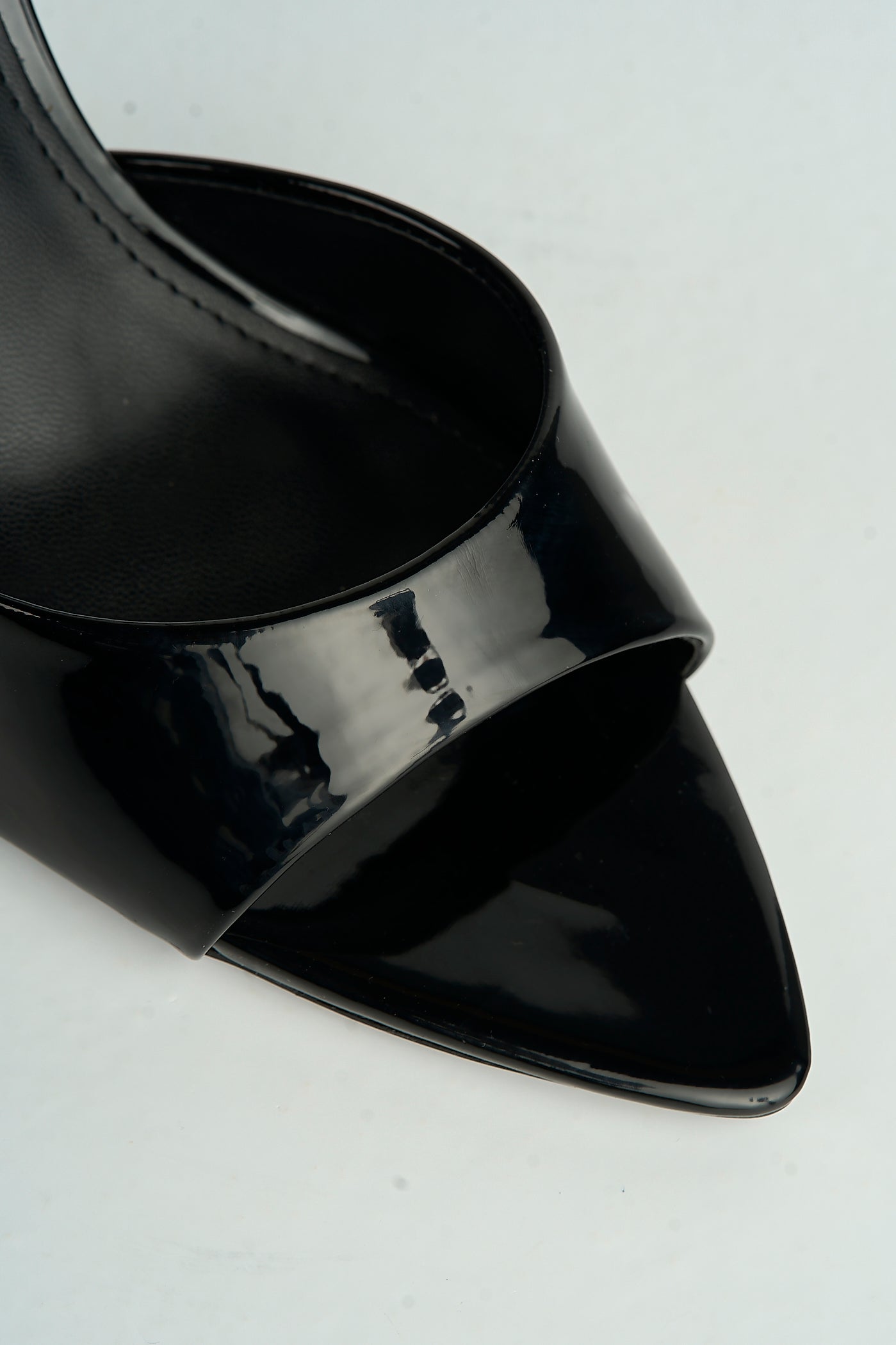 Marisol Pointed Toe Peeptoe Anklestrap Heeled Sandals In Black LE129-17-BLK