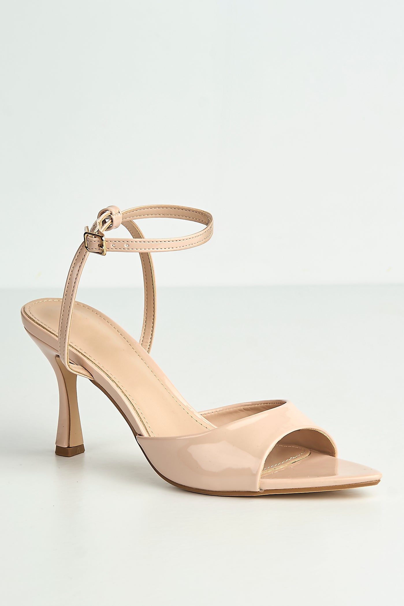 Marisol Pointed Toe Peeptoe Anklestrap Heeled Sandals In Nude LE129-17-NUD