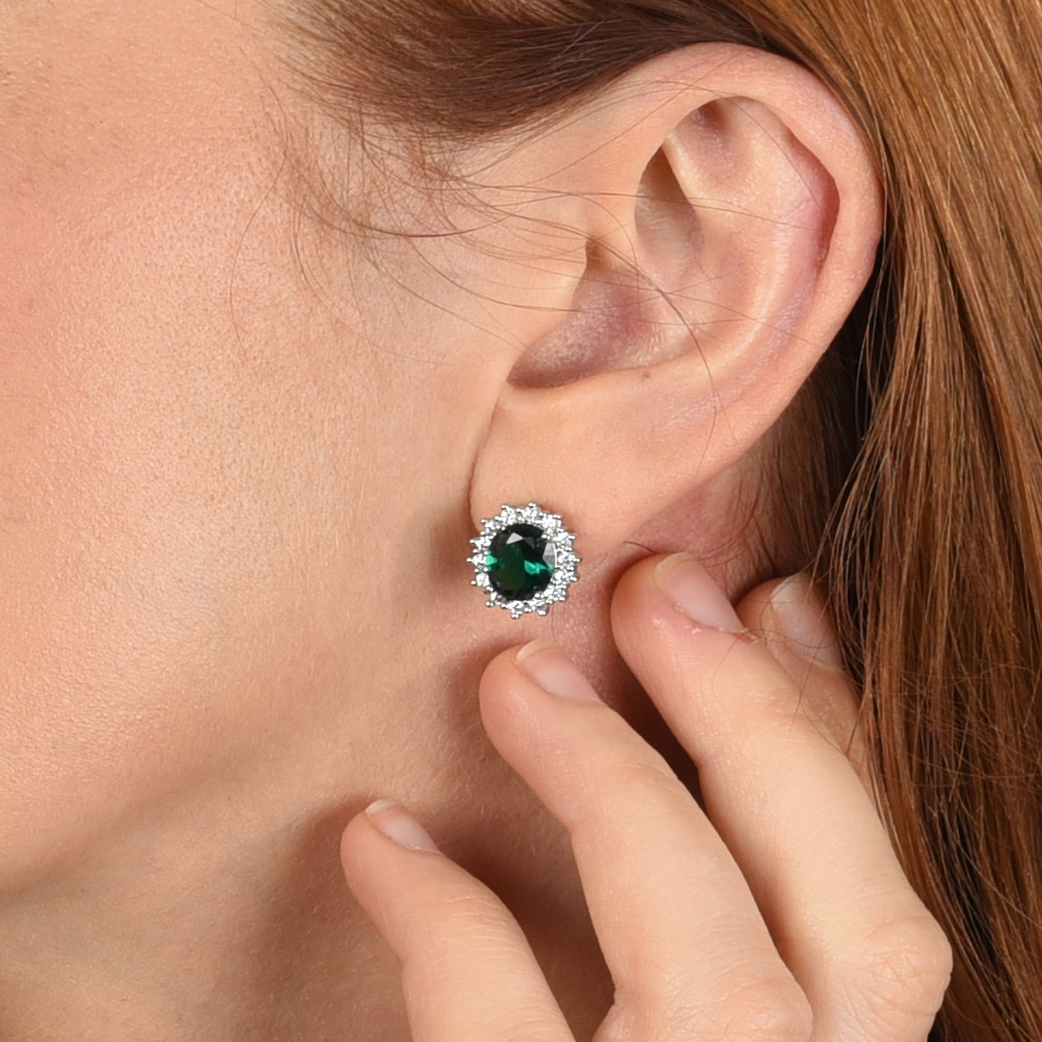 Dacia Silver Emerald Earrings 413373R001