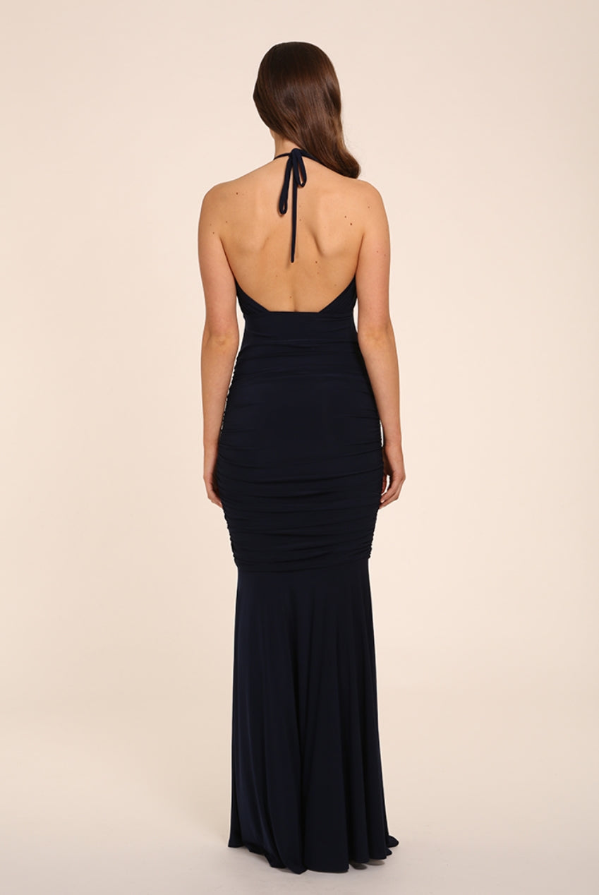 Erin Navy Halter Neck Backless Maxi Dress HG-ERIN-NAVY