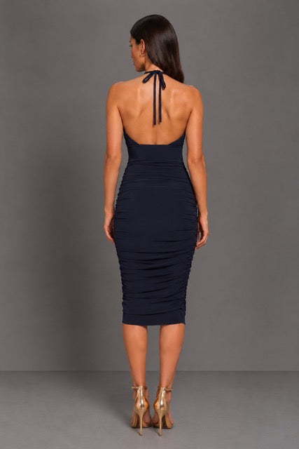 Erin Navy Halter Neck Backless Midi Dress HG-ERIN-MIDI-NAVY