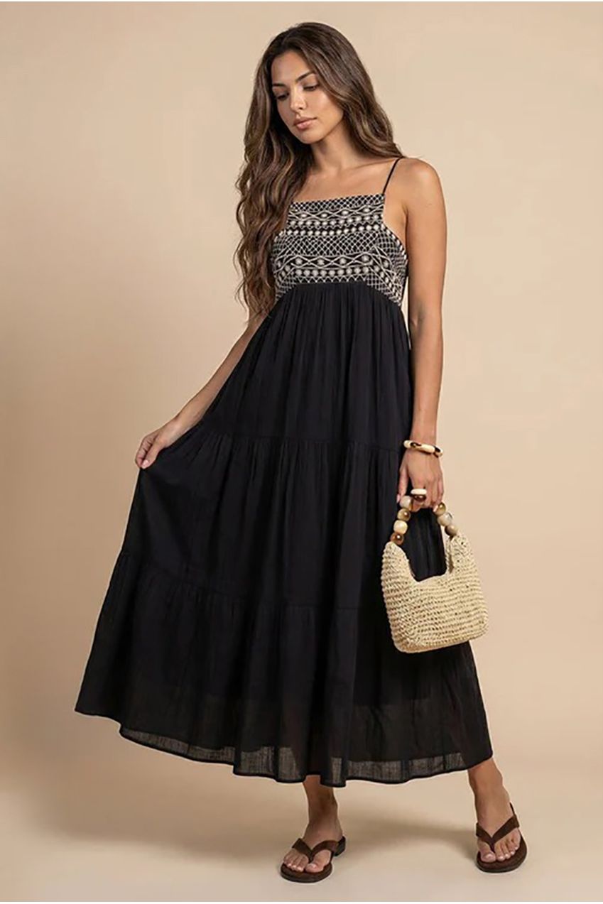 Embroidery Panel Gauze Dress 40DRS38741-c1