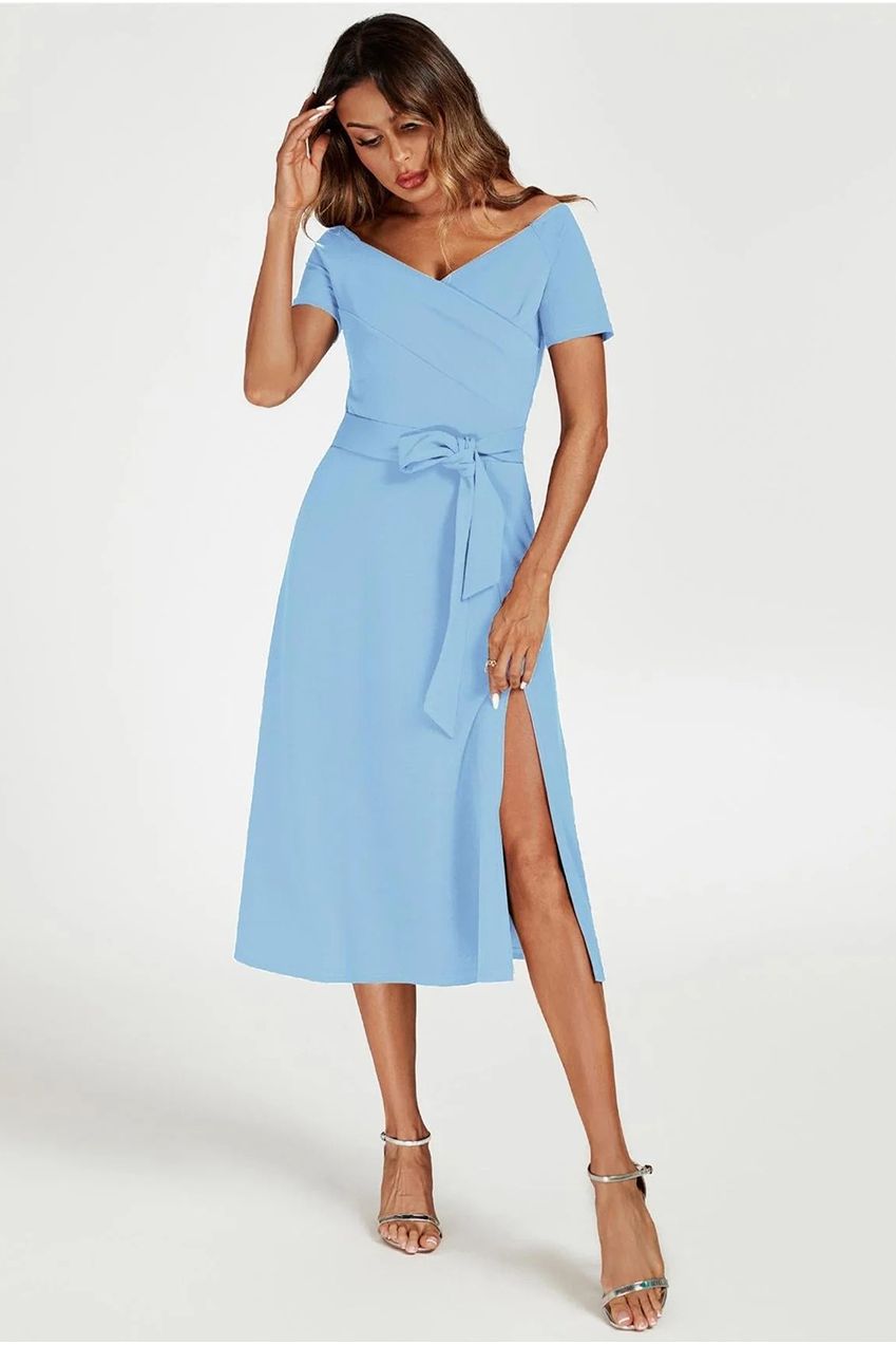 Bardot Midi Dress In Light Blue FS767-LB