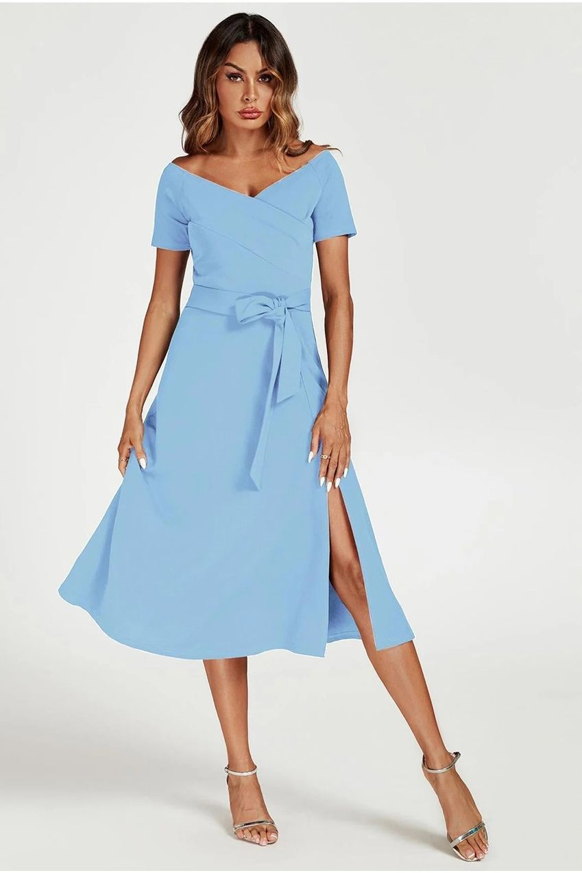 Bardot Midi Dress In Light Blue FS767-LB