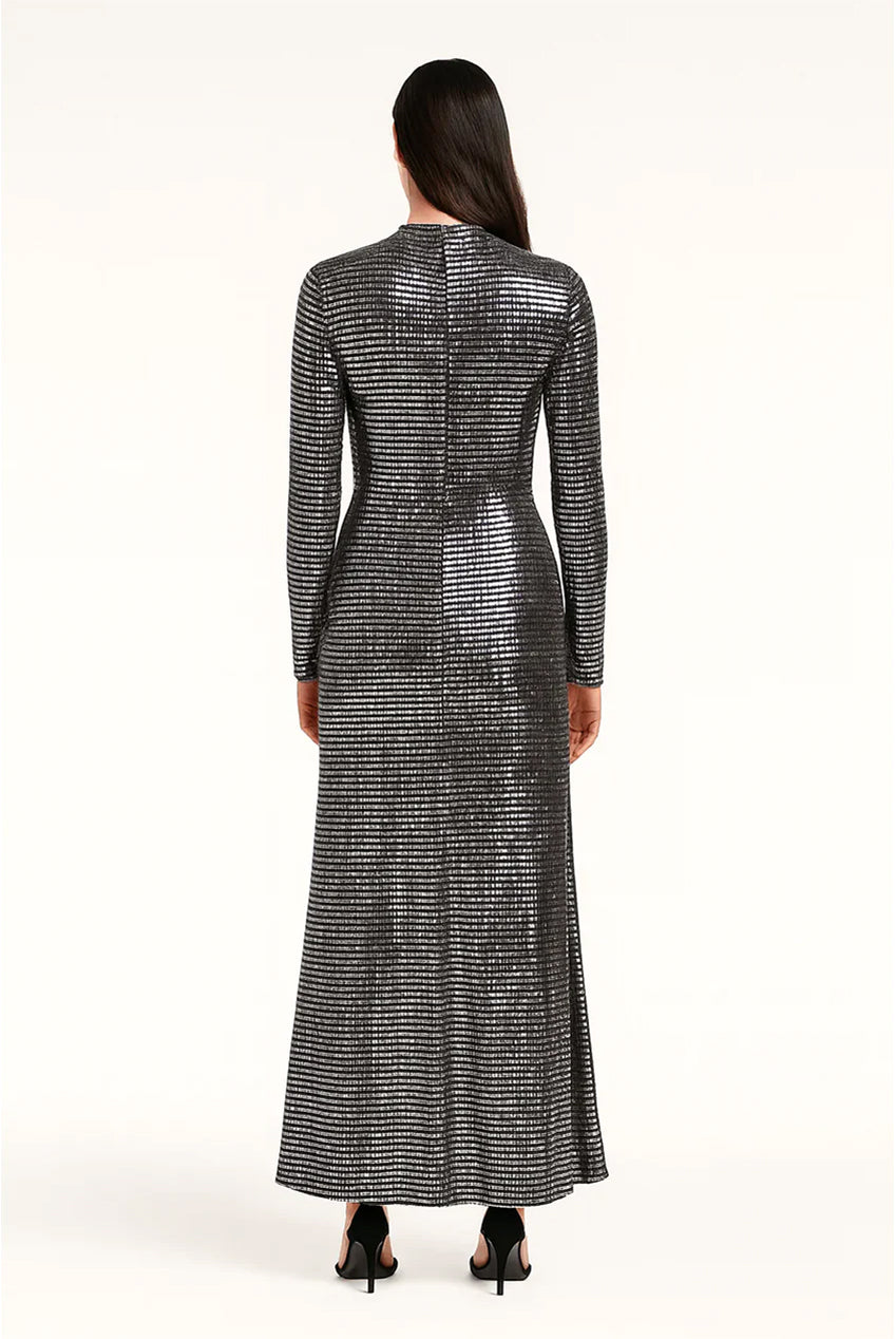 Metallic Sequin Full-Length Silhouette Fit Maxi Dress AV-IMD2607BLK