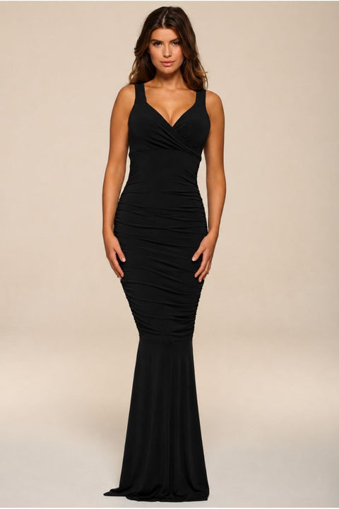 Gabby Black Maxi Dress With Fishtail by Honor Gold