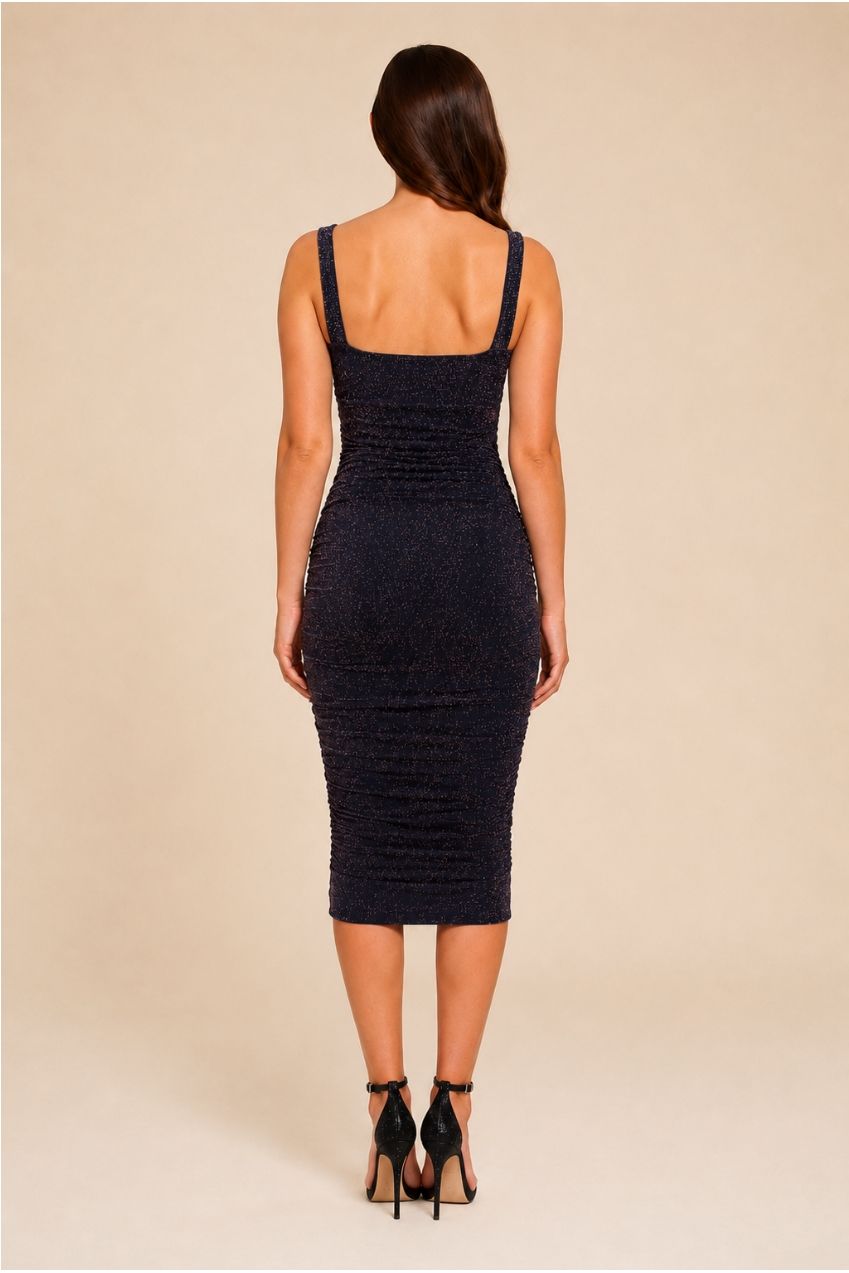 Gabriella Shimmer Navy Rose Gold Midi Dress HG-GABRIELLA-SHIMMER-MIDI