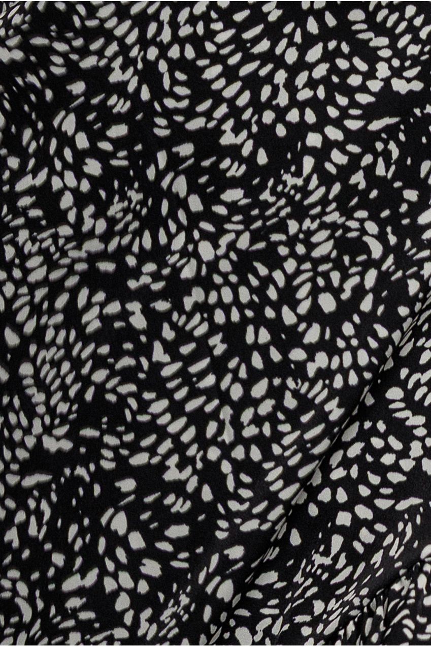 Spaghetti Strap Polka Dot Wrap Midi Dress - Black White GCD2236
