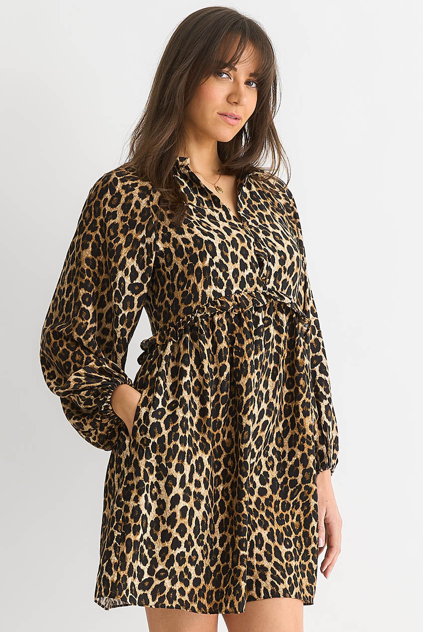 Brown Animal Smock Mini Dress GL1271