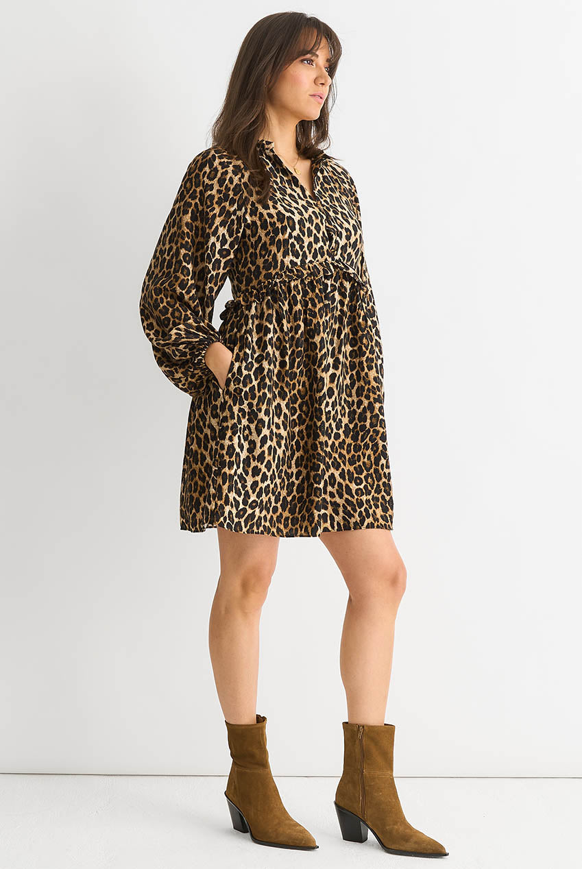 Brown Animal Smock Mini Dress GL1271