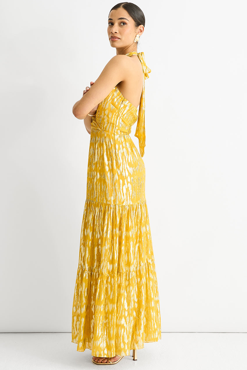 Animal Jacquard Halter Neck Maxi Dress GL1412