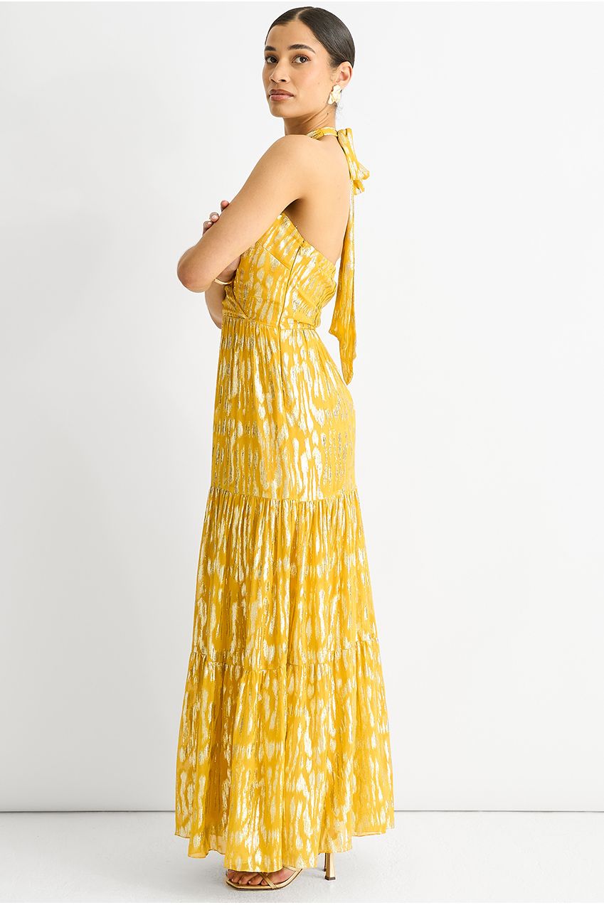 Animal Jacquard Halter Neck Maxi Dress GL1412
