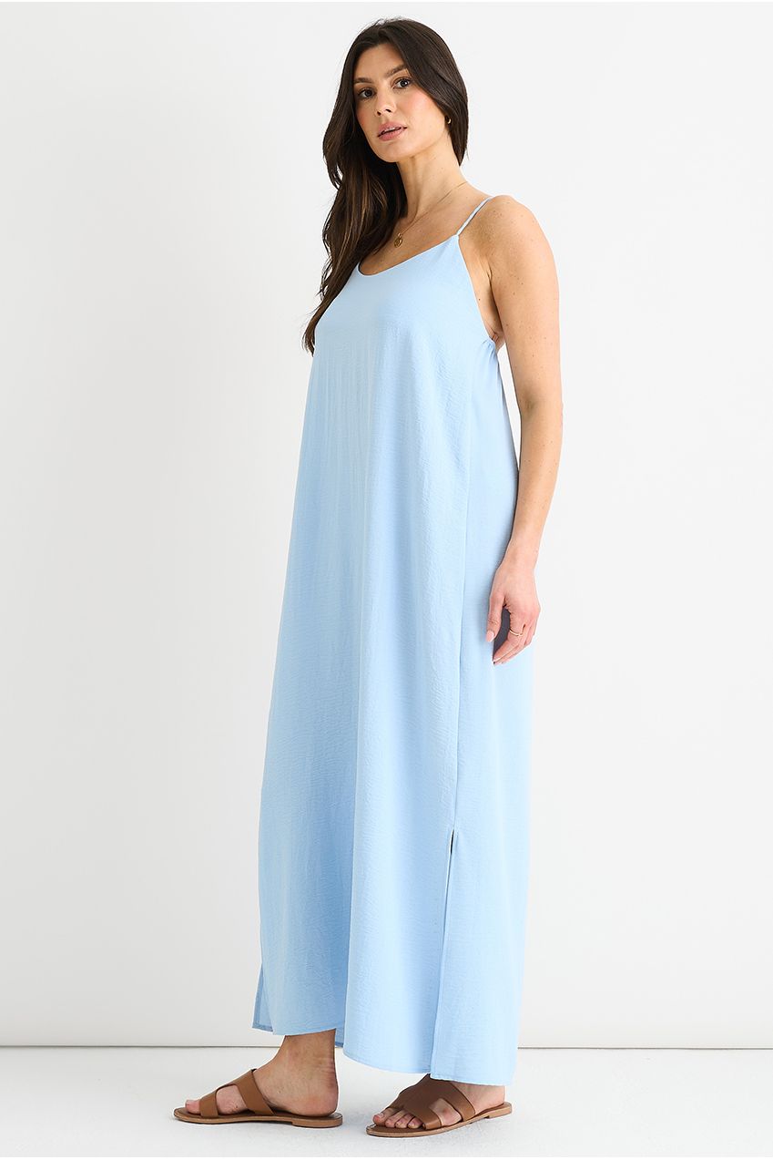 Blue Strappy Cross Back Airflow Oversized Dress GL1451