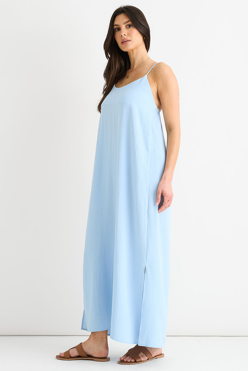 Blue Strappy Cross Back Airflow Oversized Dress GL1451