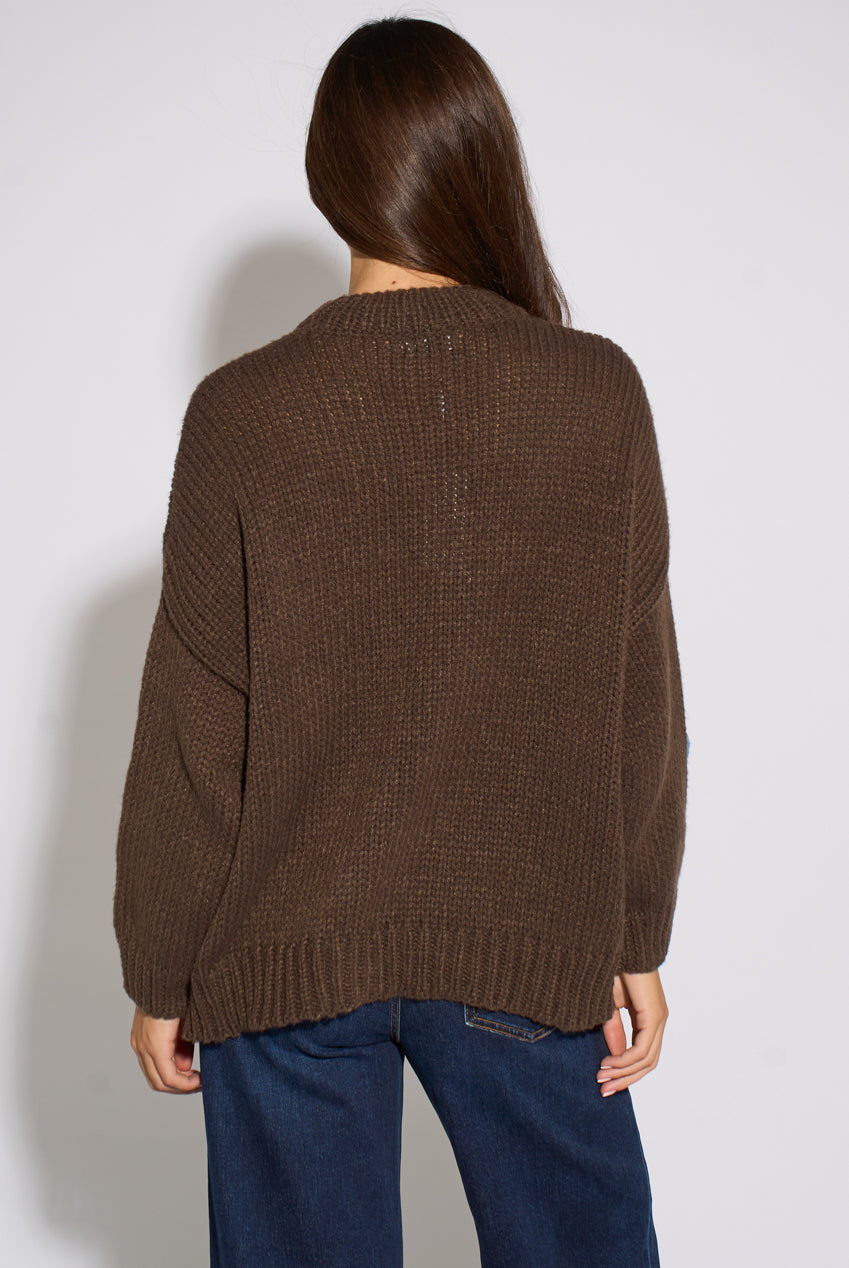 Brown 3D Floral Turtle Neck Knit Jumper GL1517