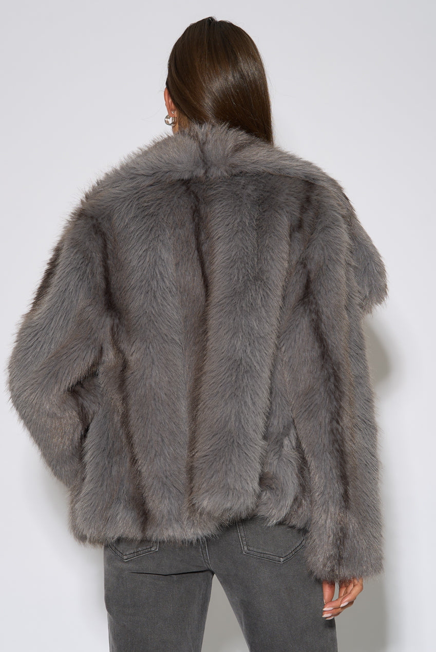 Grey Ombre Lapel Faux Fur Jacket GL1544