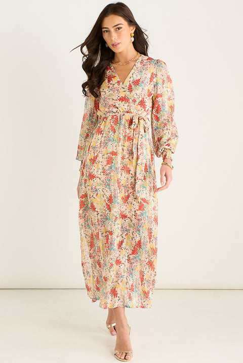 Multi Jacquard Chiffon Midi Dress by Gini London